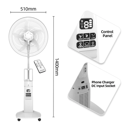 Ventilateur rechargeable 18 pouces  à eaux brumisateurs Fizzen