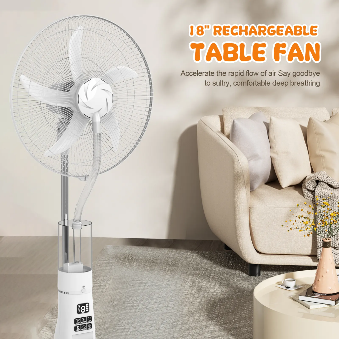 Ventilateur rechargeable 18 pouces  à eaux brumisateurs Fizzen