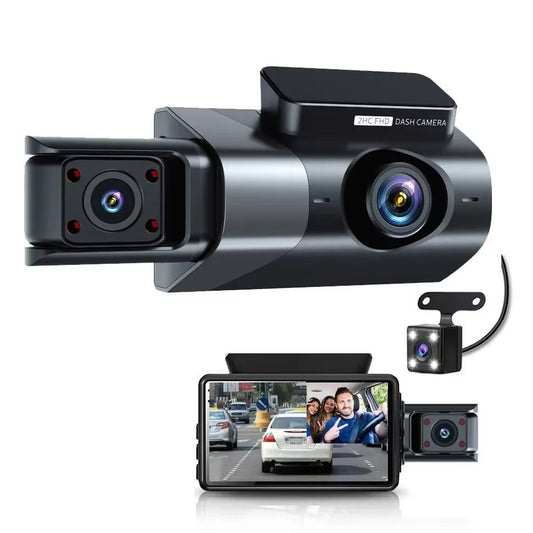 Caméra DVR de Voiture 3 Canaux HD 1080P 3- Écran 3 Pouces