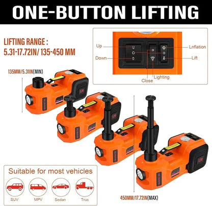 Cric Électrique Multifonction : Gonfleur de Pneus, Clé à Chocs et Cric Hydraulique