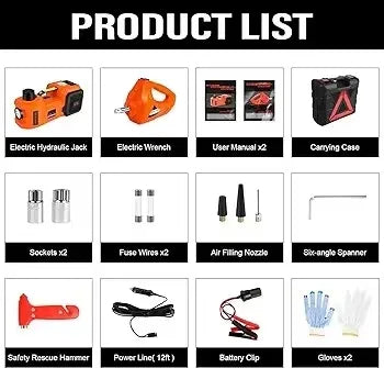 Cric Électrique Multifonction : Gonfleur de Pneus, Clé à Chocs et Cric Hydraulique